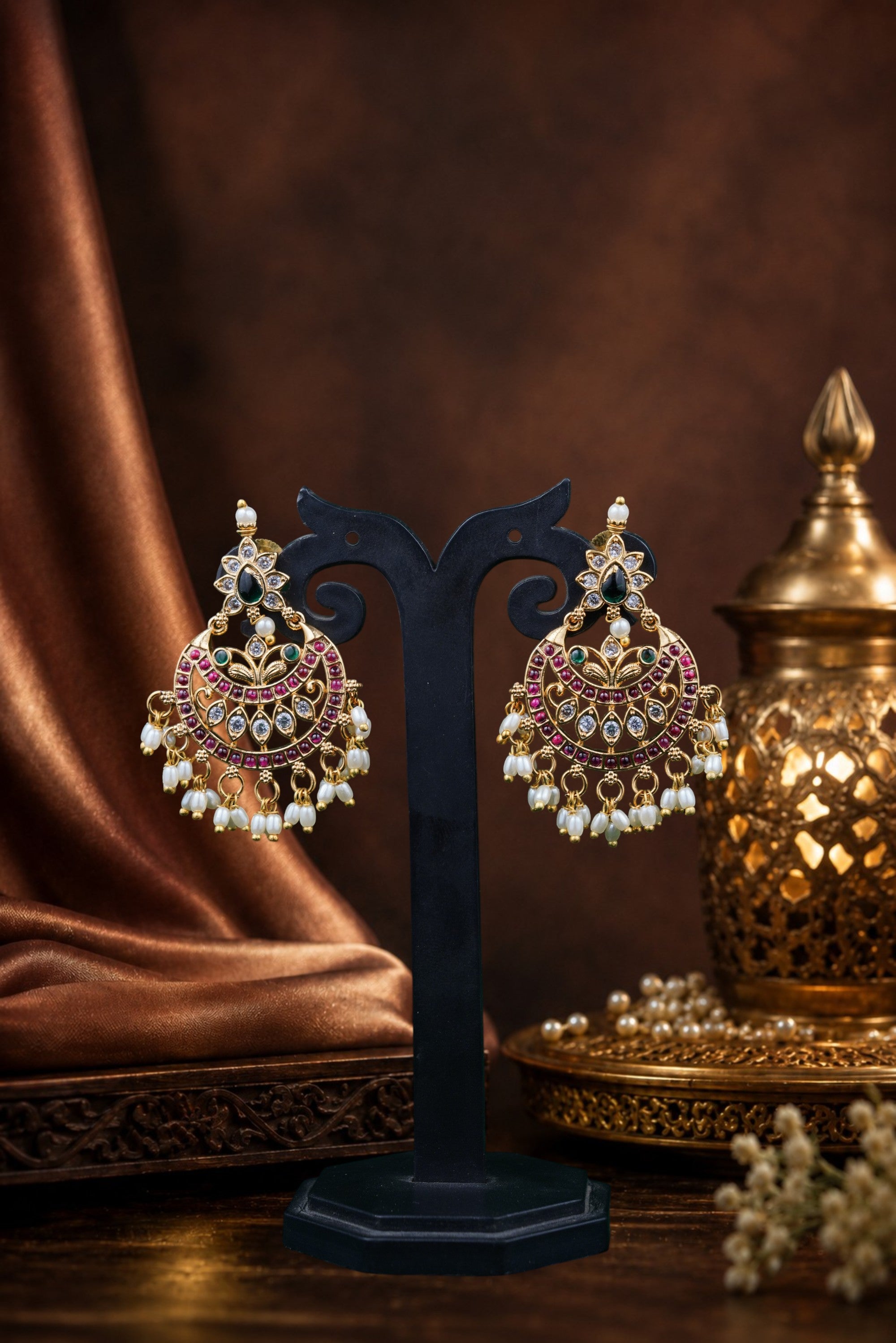 Chandbali Meenakari Pearl