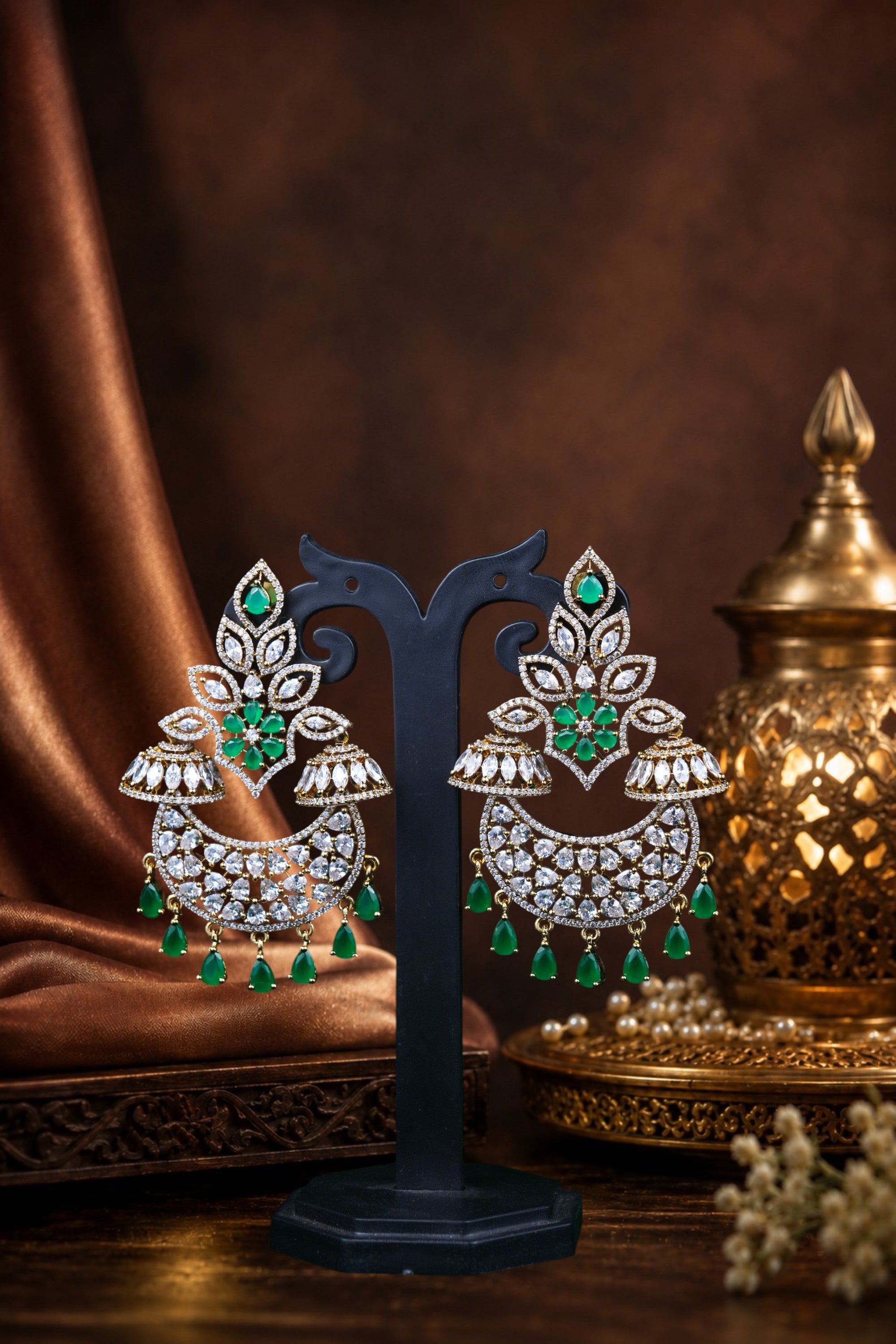 Designer CZ Chandbali Jhumka