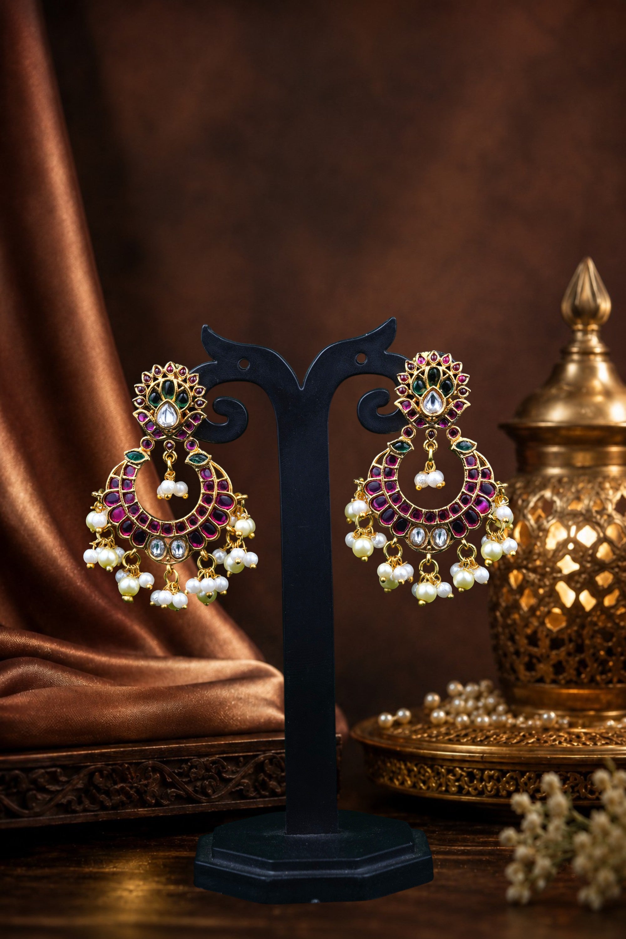 Chandbali Kundan Open Crescent