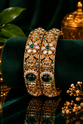 Antique Lakshmi Kundan Floral Bangle Pair