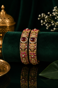 Antique Lakshmi Kundan Floral Bangle Pair