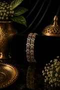 Mate CZ Oval Floral Cluster Bangle Pair