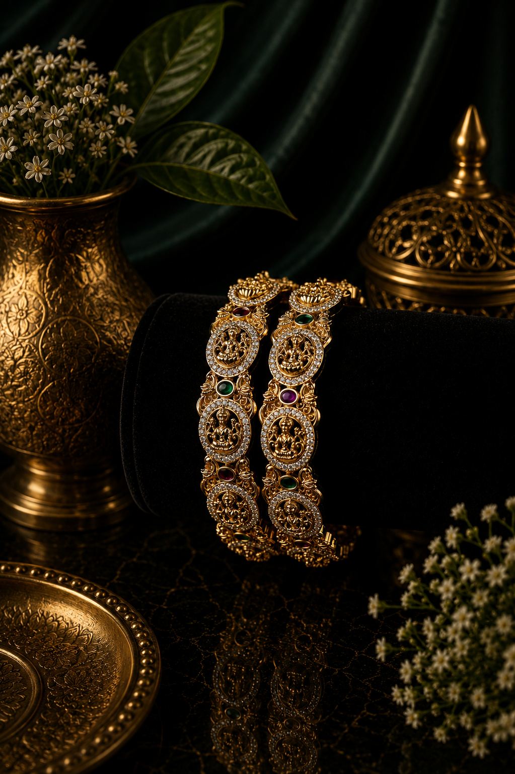 Mate Lakshmi Circular CZ Coin Bangle Pair