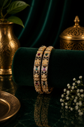Mate Lakshmi Multi-Stone Wide Bangle Pair