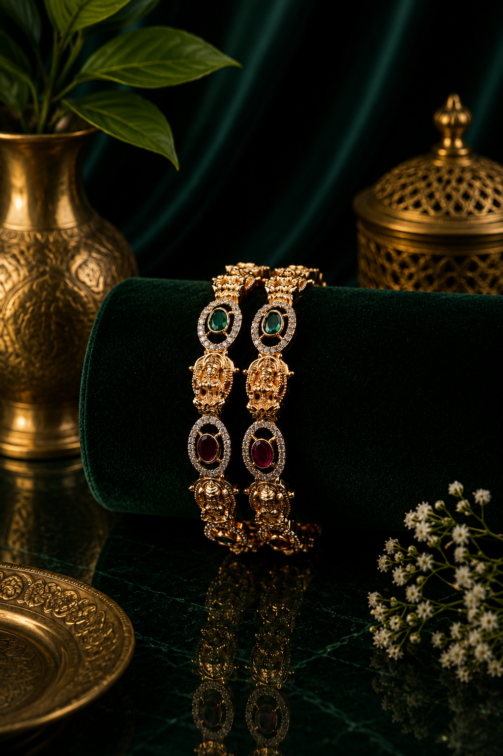 Mate Lakshmi Multi-Stone Kara Bangle Pair