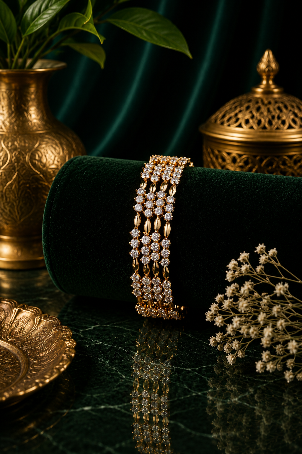 Mate Lakshmi CZ Slim Kara Bangle 2-Piece Set