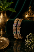 Mate Lakshmi CZ Square-Stone Wide Bangle