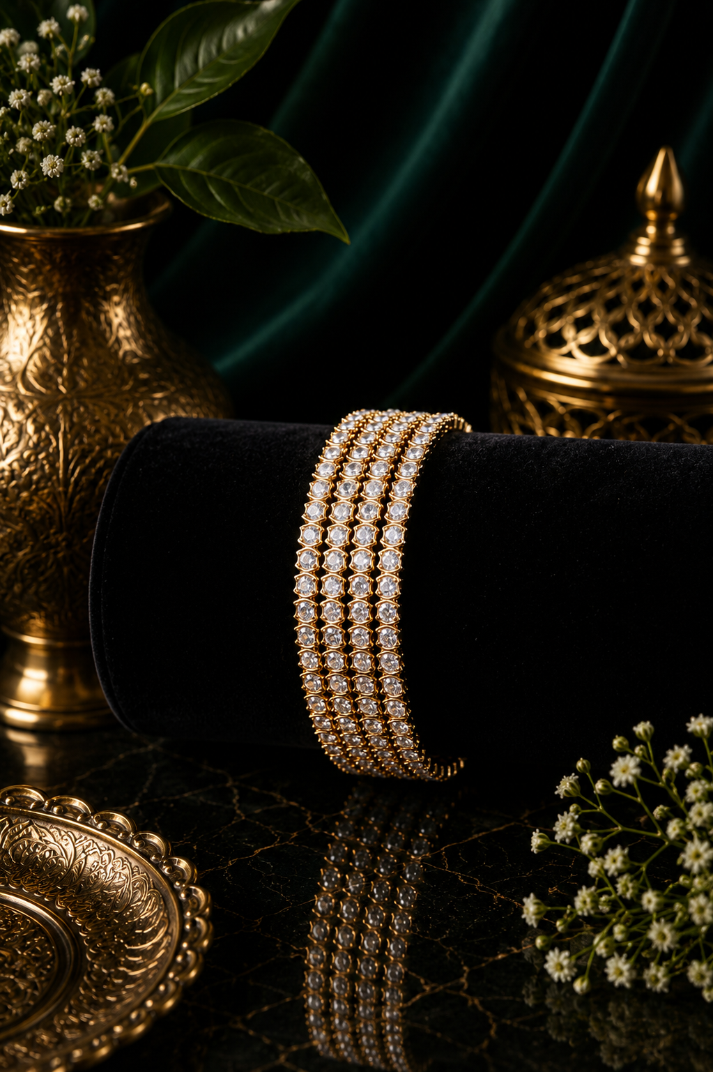 Mate 4-Row Oval CZ Bangle Set