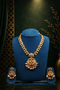 Floral Heritage Pendant Temple Necklace Set