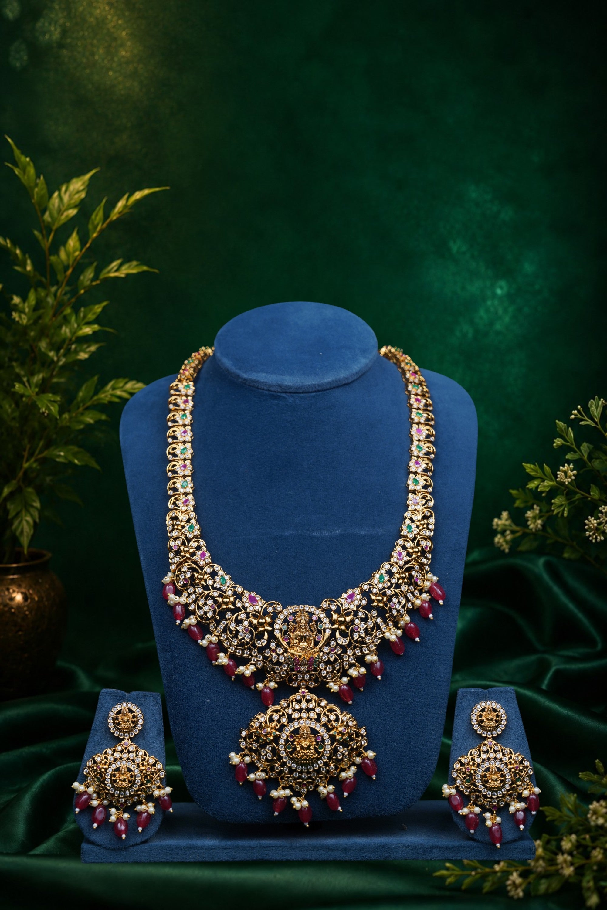 Kamala Lakshmi Grand Haram with Ruby Beads