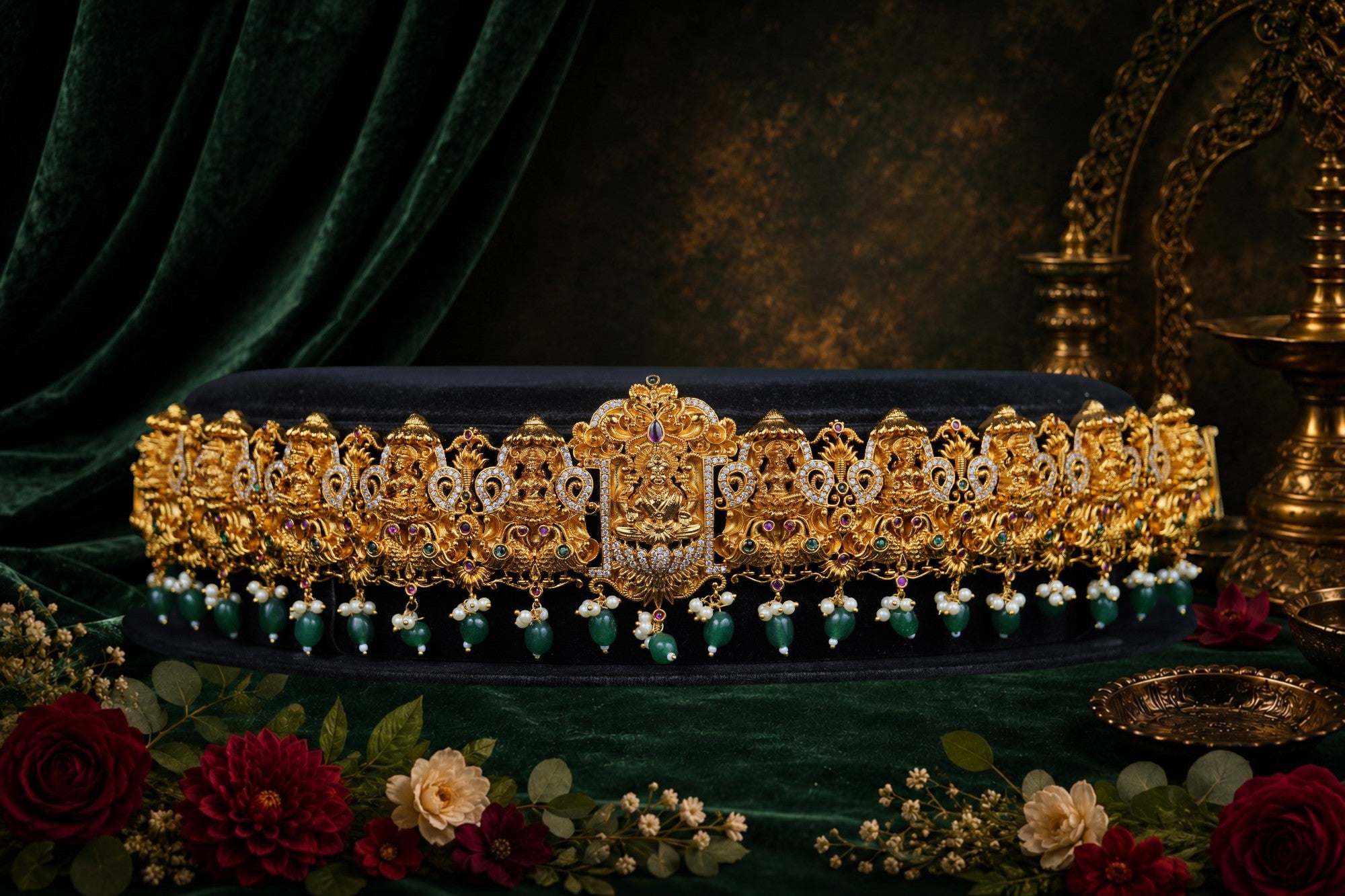 Nakshi Gajalakshmi Vaddanam — Ruby & Emerald