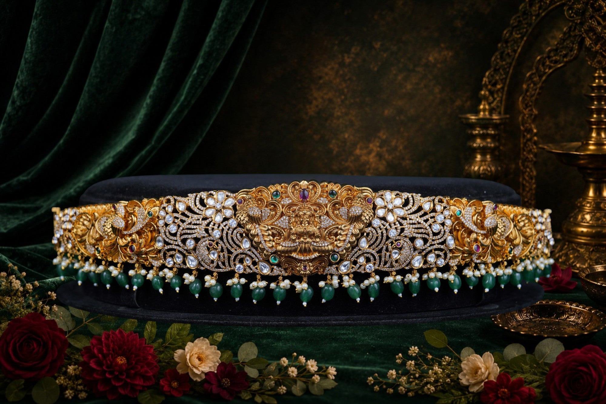 Nakshi Lakshmi CZ Kundan Vaddanam