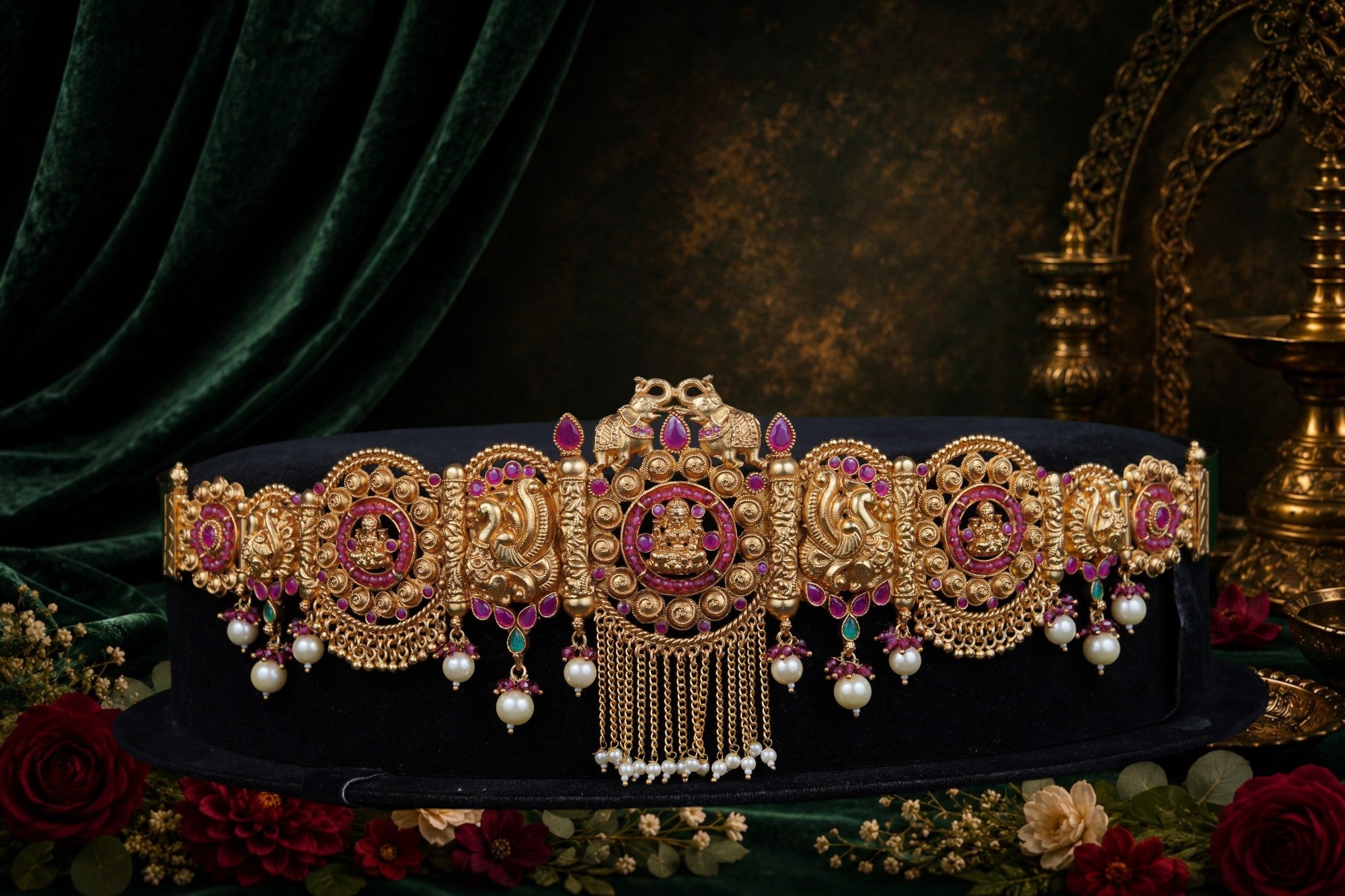 Temple Kempu Ruby Circle Vaddanam