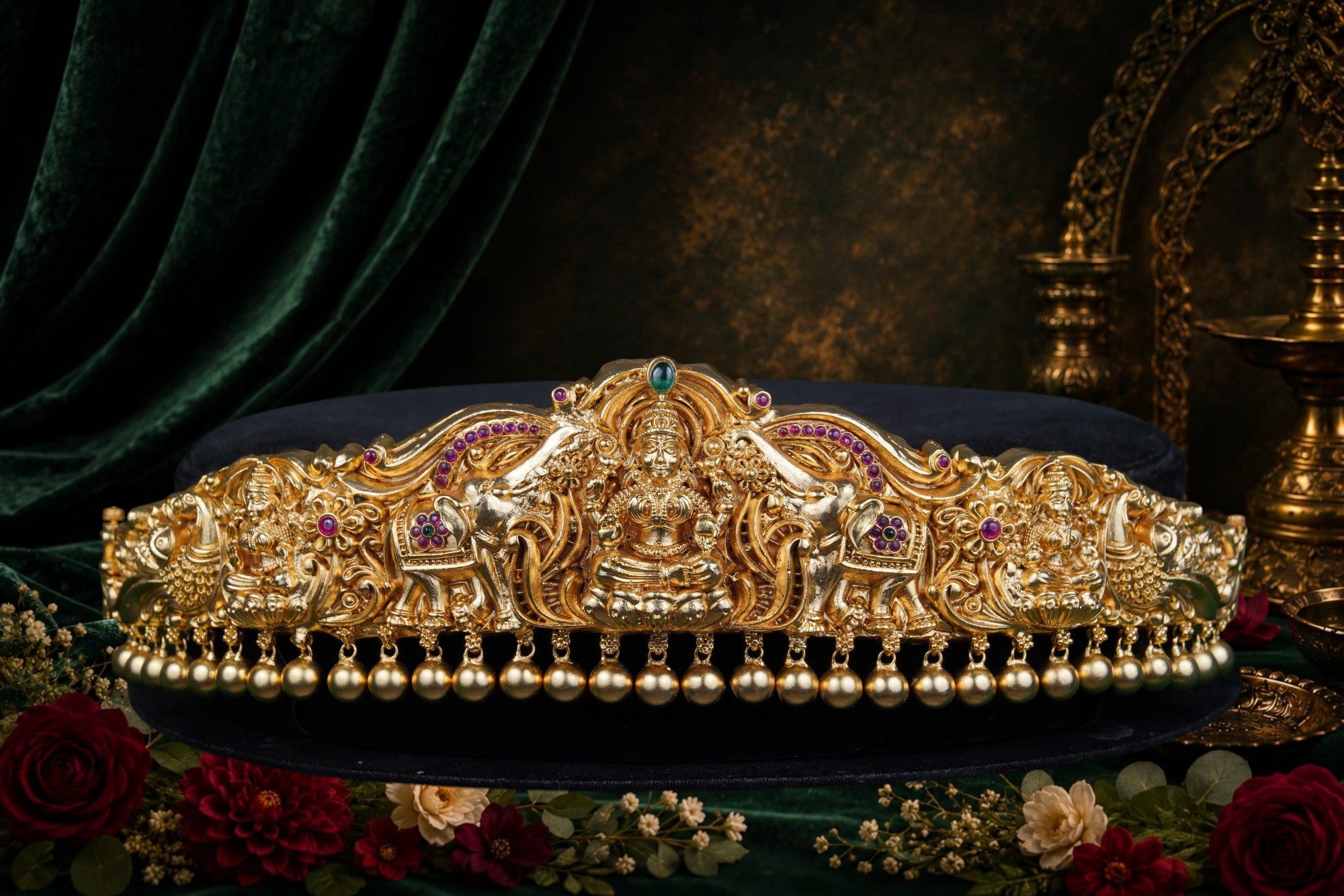 Temple Gajalakshmi Gold Ball Vaddanam