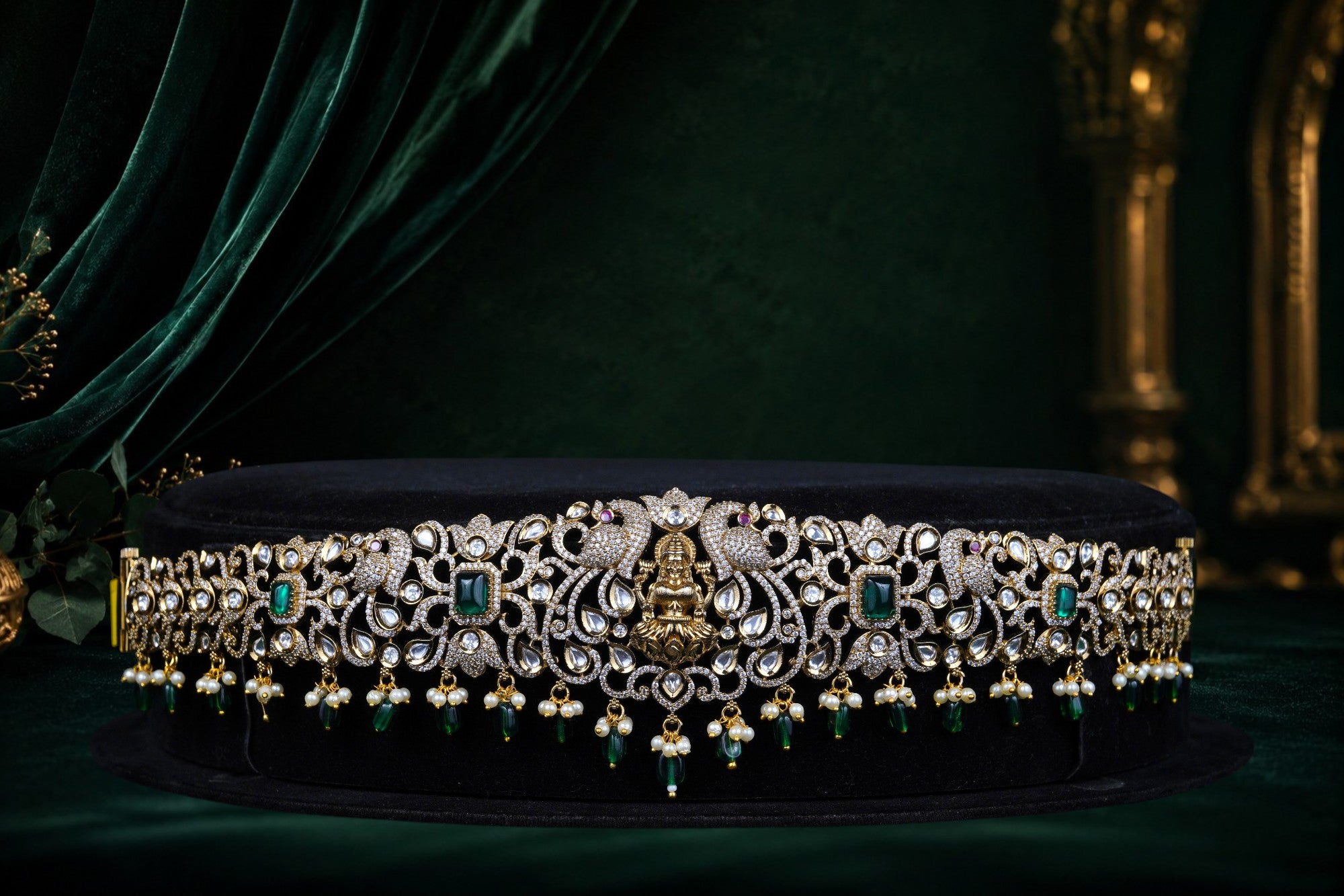 Victorian CZ Peacock Lakshmi Vaddanam